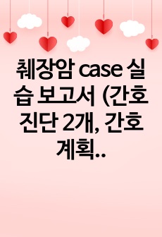 췌장암 case 실습 보고서 (간호진단 2개, 간호계획 1개)