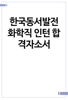 한국동서발전 화학직 인턴 합격자소서