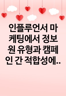 인플루언서 마케팅에서 정보원 유형과 캠페인 간 적합성에 따른 커뮤니케이션 효과