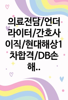 2023의료전담/언더라이터/간호사이직/현대해상1차합격/DB손해보험 최종합격/경력사항,자기소개서,면접대비 모두 포함