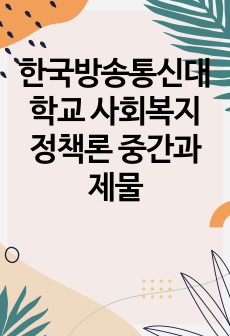 한국방송통신대학교 사회복지정책론 중간과제물