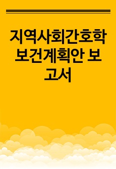 지역사회간호학 보건계획안 보고서