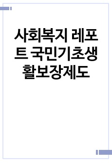 사회복지 레포트 국민기초생활보장제도