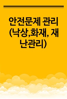 안전문제 관리(낙상,화재, 재난관리)