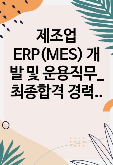 제조업 ERP(MES) 개발 및 운용직무_최종합격 경력기술서_자소서 전문가에게 유료첨삭 받은 자료입니다.