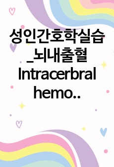 성인간호학실습_뇌내출혈 Intracerbral hemorrhage, ICH_간호진단4개, 간호과정 2개