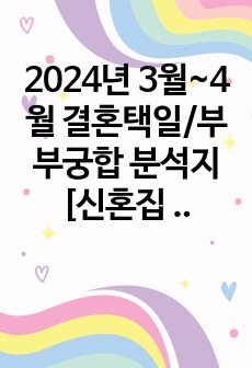 2024년 3월~4월 결혼택일/부부궁합 분석지[신혼집 추천 구조 포함]