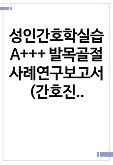 성인간호학실습 A+++ 발목골절 사례연구보고서 (간호진단 5, 간호과정 2 / 급성 통증, 감염 위험성)