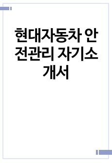 현대자동차 안전관리 자기소개서