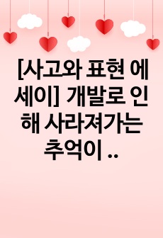 [사고와 표현 에세이] 개발로 인해 사라져가는 추억이 깃든 장소들