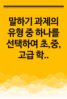 말하기 과제의 유형 중 하나를 선택하여 초,중,고급 학습자를 위한 말하기 과제를 각 하나씩 제시하되, Nunan 1989의 과제 구성 요소와 그 예를 활용하여 같은 형식으로 작성하시오.