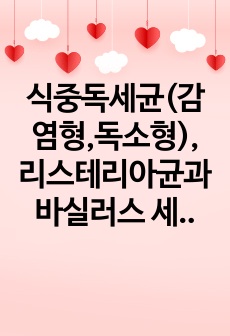 식중독세균(감염형,독소형), 리스테리아균과 바실러스 세레우스균에 의한 식중독