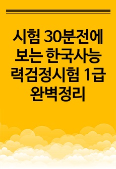 시험 30분전에 보는 한국사능력검정시험 1급 핵심요약