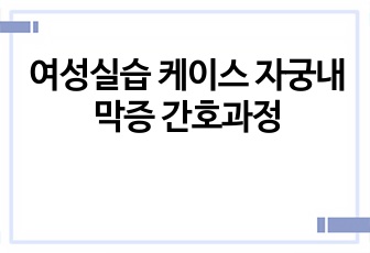 여성실습 케이스 자궁내막증 간호과정