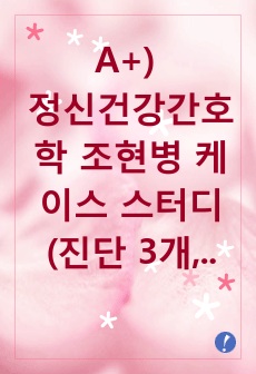 A+) 정신건강간호학 조현병 케이스 스터디(진단 3개, 과정 3개)