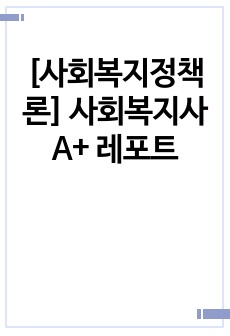 [사회복지정책론] 사회복지사 A+ 레포트