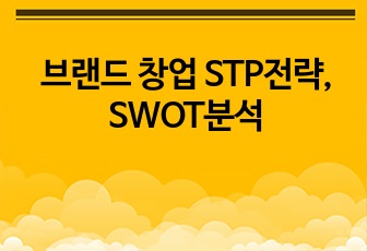 브랜드 창업 STP전략, SWOT분석