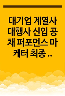 대기업 계열사 대행사 신입 공채 퍼포먼스 마케터 최종 합격 자기소개서