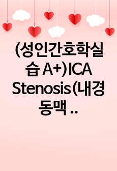 (성인간호학실습 A+)ICA Stenosis(내경동맥 협착) 우선순위 및 총괄적 소견, 간호진단 3개(만성통증, 불면증, 낙상위험성)