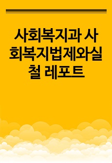 사회복지과 사회복지법제와실철 레포트