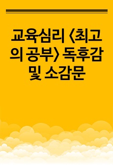 교육심리 <최고의 공부> 독후감 및 소감문