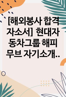 [해외봉사 합격자소서] 현대자동차그룹 해피무브 자기소개서