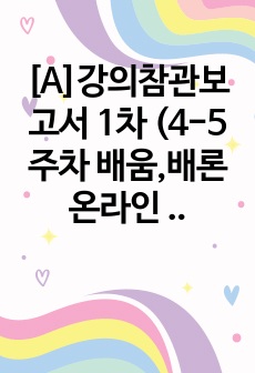 [A]강의참관보고서 1차 (4-5주차 배움,배론온라인 참관 보고서)