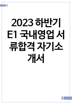 2023 하반기 E1 국내영업 서류합격 자기소개서