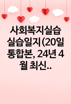 사회복지실습 실습일지(20일 통합본, 24년 4월 최신자료)