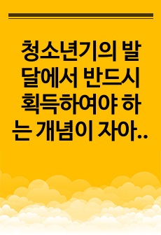 청소년기의 발달에서 반드시 획득하여야 하는 개념이 자아정체감임에도 불구하고 우리 사회에서는 학업과 같은 사회문화적 요소에 의하여 자아정체감 확립될 기회가 부재하여 청소년들이 어려움을 경험하고 있습니다. 이에 자아정체..