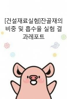 [건설재료실험]잔골재의 비중 및 흡수율 실험 결과레포트