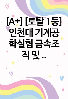 [A+][토탈 1등] 인천대 기계공학실험 금속조직 및 경도실험 레포트 영문버전