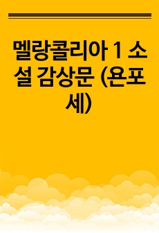 멜랑콜리아 1 소설 감상문 (욘포세)