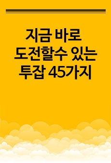 지금 바로 도전할수 있는 투잡 45가지