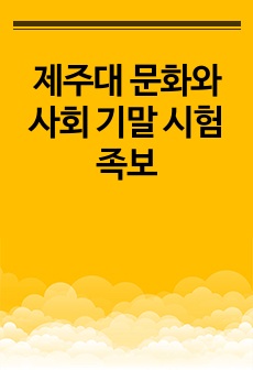 제주대 문화와 사회 기말 시험 족보