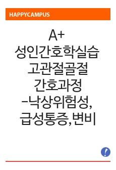 [A+, 깔끔, 디테일] 성인간호학실습 고관절골절케이스,낙상위험성, 급성통증, 변비, 간호진단 5개, 간호과정 3개(진단, 치료, 교육적 계획, 이론적 근거 제시), 교육계획안 포함