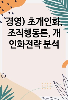 경영) 초개인화, 조직행동론, 개인화전략 분석