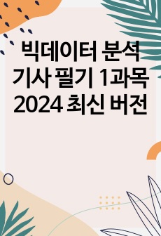 빅데이터 분석 기사 필기 1과목 2024 최신 버전