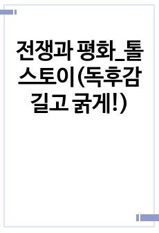 전쟁과 평화_톨스토이(독후감 길고 굵게!)