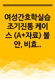 여성간호학실습 조기진통 케이스 (A+자료) 불안, 비효과적 임신과 출산 과정의 위험 간호중