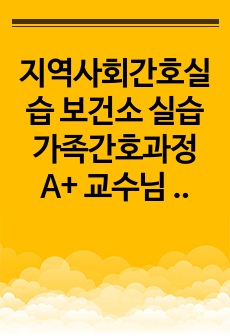 지역사회간호실습 보건소 실습 가족간호과정 A+ 교수님 극찬 사례보고서