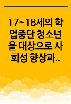 17~18세의 학업중단 청소년을 대상으로 사회성 향상과 진로지도 등을 목적으로 사회복지 프로그램을 실시