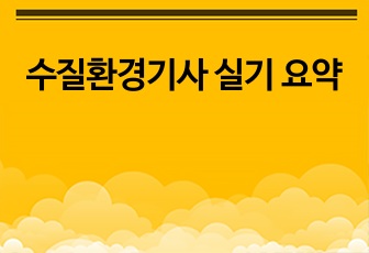 수질환경기사 실기 요약