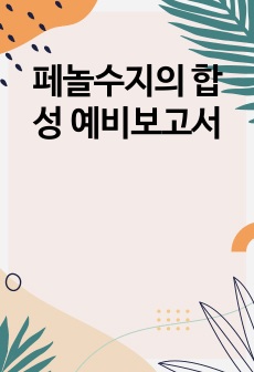 페놀수지의 합성 예비보고서