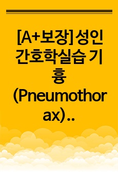 [A+보장]성인간호학실습 기흉(Pneumothorax) 간호, 간호진단, 간호과정, 컨퍼런스, 케이스스터디 19페이지 자료입니다.