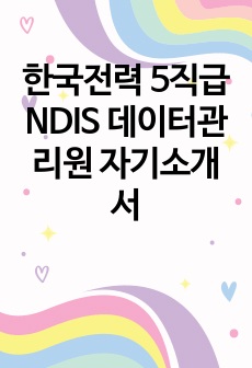 한국전력 5직급 NDIS 데이터관리원 자기소개서