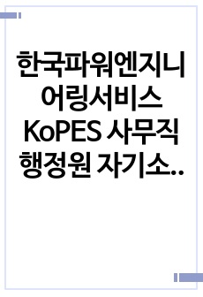 한국파워엔지니어링서비스 KoPES 사무직 행정원 자기소개서