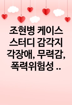 조현병 케이스스터디 감각지각장애, 무력감, 폭력위험성 간호진단 3개 간호과정 1개