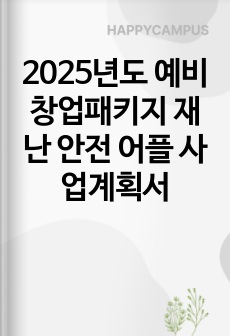 2025년도 예비창업패키지 재난 안전 어플 사업계획서
