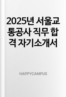 2025년 서울교통공사 직무 합격 자기소개서